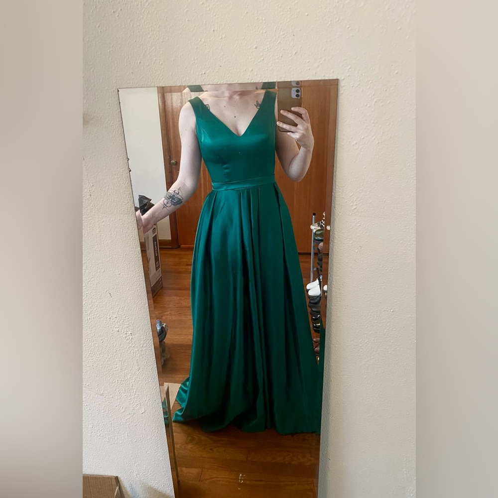 Silk emerald green dress